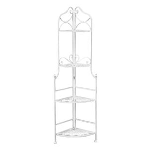 Milani Home Scaffale 4 Piani In Ferro Per Interno Esterno Ingresso Portico Piscina Giardino Bianco 49 x 154 x 35 cm