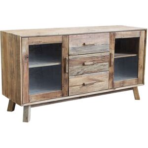 Milani Home Mobile Credenza Madia Stile Moderno, Porta Tv, Credenza Comodino 3 Cassetti 4 R Marrone 160 x 85 x 48 cm