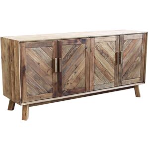 Milani Home Mobile Credenza Madia Moderna, Porta Tv 4 Ante, Legno Pino Massello Riciclato C Marrone 180 x 85 x 48 cm