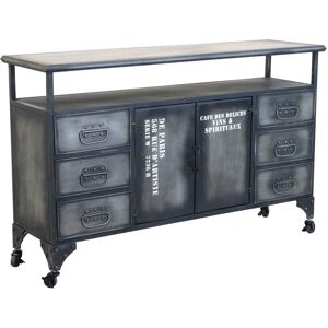 Milani Home Credenza In Metallo Ferro Industrial Mobile Madia Per Arredamento Soggiorno, Sa Grigio 132.5 x 82 x 37.5 cm