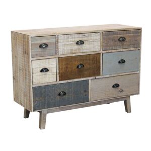 Milani Home Cassettiera In Legno Mobile Per Interno Con 8 Cassetti Di Design Stile Country Multicolor 125 x 82 x 45 cm