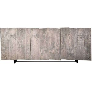 Milani Home Credenza Madia Moderna Mobile In Legno Di Rovere Con 3 Ante Scorrevoli E Piedin Grigio chiaro 198 x 81 x 50 cm