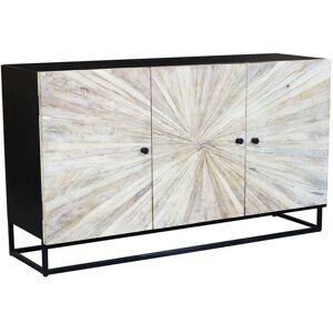 Milani Home Mobile con decoro naturale con 3 ante in legno di mango con struttura in ferro Marrone 150 x 80 x 45 cm