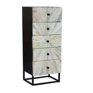 Milani Home Mobile con decoro naturale con 5 cassetti in legno di mango con struttura in fe Marrone 45 x 110 x 35 cm