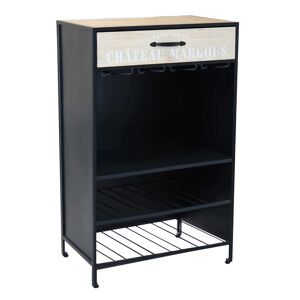 Milani Home mobile con portabottiglie per salotto soggiorno cucina di design industrial cm Nero 59 x 95 x 39.5 cm