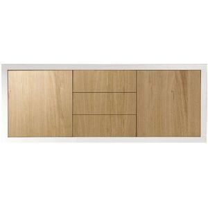 Milani Home Mobile Base Cm 186x45x75 H Naturale E Bianco Per Cucina Sala Da Pranzo Salotto Bianco 186 x 75 x 45 cm