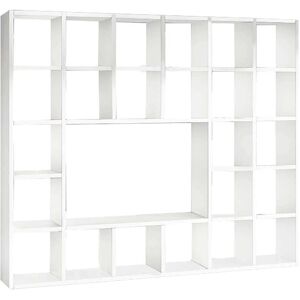 Milani Home Parete Frassinata Cm 261x30x218 H Bianca Libreria Porta Tv Per Interno Casa Sog Bianco 261 x 218 x 30 cm