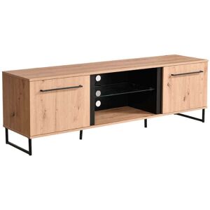 Milani Home porta TV moderno colore rovere con 2 ante di design moderno industrial cm 170,5 Rovere Chiaro 170.5 x 54 x 42 cm