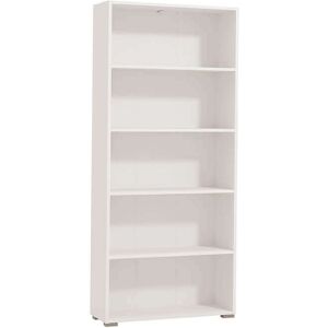 Milani Home libreria cinque ripiani moderno minimal in legno di design moderno industrial c Bianco 70 x 176.5 x 24.5 cm