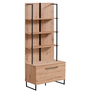 Milani Home libreria moderna colore rovere con 4 mensole e un'anta di design moderno indust Rovere Chiaro 85 x 191.5 x 42 cm