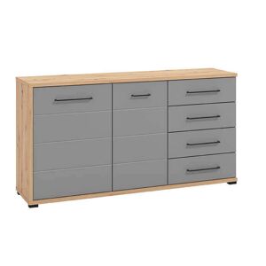 Milani Home madia due ante quattro cassetti moderna minimal in legno di design moderno indu Grigio 161.5 x 84 x 40 cm