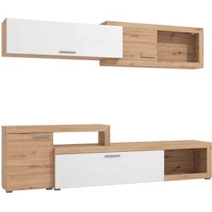 Milani Home parete attrezzara quattro ante moderna minimal in legno di design moderno indus Bianco 248.5 x 201 x 41.5 cm