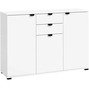 Milani Home credenza moderna con 3 ante e 2 cassetti di design moderno industrial cm 135 x Bianco 135 x 95 x 40 cm