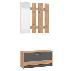 Milani Home mobile ingresso appendiabiti moderno minimal in legno di design moderno industr Grigio scuro 91.6 x 202 x 28.1 cm