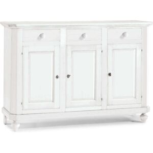 Milani Home Credenza In Legno Massello 150x43x98 Bianco 150 x 98 x 42 cm