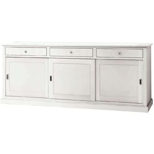 Milani Home Credenza In Legno Massello 200x50x90 Bianco 200 x 90 x 50 cm