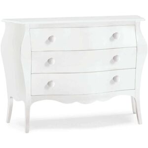 Milani Home Comò' In Legno Massello Bombato 100x42x85 Bianco 100 x 85 x 42 cm