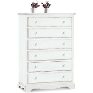 Milani Home Cassettiera In Legno Massello 97x49x140 Bianco 97 x 140 x 49 cm