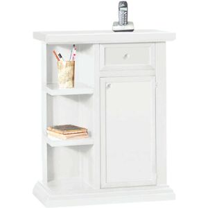 Milani Home Mobile Portatelefono In Legno Massello 64x32x80 Bianco 64 x 80 x 32 cm