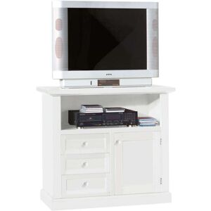 Milani Home Mobile Porta Tv In Legno Massello 84x40x80 Bianco 84 x 80 x 60 cm