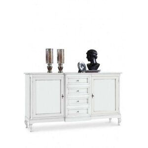 Milani Home Credenza In Legno Massello 201x52x113 Bianco 201 x 113 x 52 cm