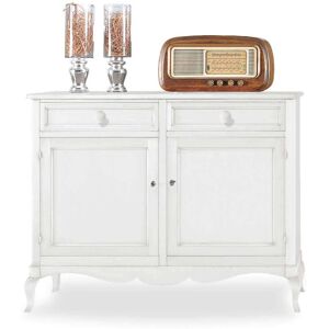 Milani Home Credenza In Legno Massello 145x49x116 Bianco 145 x 116 x 49 cm