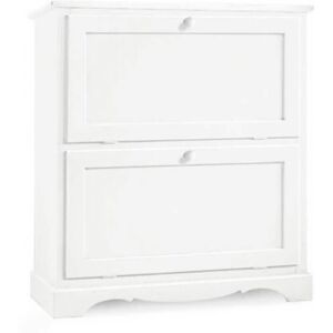 Milani Home Scarpiera In Legno Massello 79x30x90 Colore: Bianco Bianco 79 x 90 x 30 cm