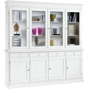 Milani Home Credenza Con Vetrina In Legno Massello 205x42x205 Bianco 205 x 205 x 42 cm