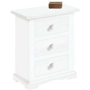 Milani Home Comodino In Legno Massello 60x35x70 Bianco 60 x 70 x 35 cm