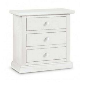 Milani Home Comodino In Legno Massello 60x35x64 Bianco 60 x 64 x 35 cm