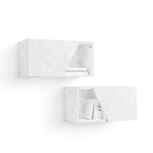 Mobili Fiver Coppia di pensili Emma 70 Con Anta ad Alzata, Bianco Cemento