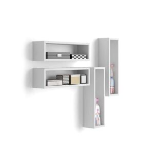 Mobili Fiver Set di 4 Cubi da parete, Iacopo, Bianco Opaco