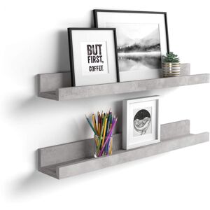 Mobili Fiver Coppia Mensole portafoto-quadri First, 80 cm, Grigio Cemento