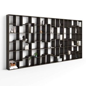 Mobili Fiver Libreria a parete XXL Iacopo (236,4 x 482,4 cm), Noce Scuro