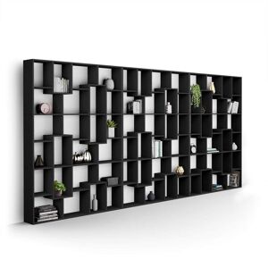 Mobili Fiver Libreria a parete XXL Iacopo (482,4 x 236,4 cm), Nero Frassino