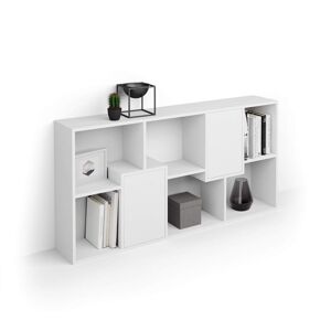 Mobili Fiver Libreria bassa XS Iacopo con ante (160,8 x 80 cm), Bianco Frassino