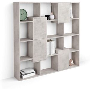 Mobili Fiver Libreria S Iacopo con ante (160,8 x 158,2 cm), Grigio Cemento