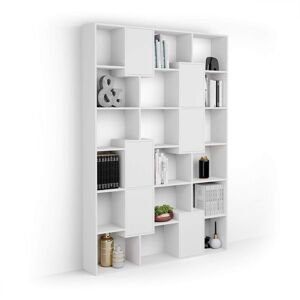 Mobili Fiver Libreria M Iacopo con ante (160,8 x 236,4 cm), Bianco Frassino