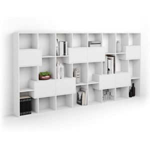 Mobili Fiver Libreria L Iacopo con ante (160,8 x 314,6 cm), Bianco Frassino