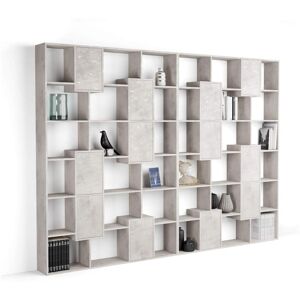 Mobili Fiver Libreria a parete XL Iacopo con ante (321,6 x 236,4 cm), Grigio Cemento