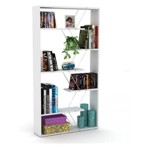 Relax e Design MOBILE LIBRERIA SCAFFALE SOGGIORNO UFFICIO 6 RIPIANI BIANCA 84x24xH.157 (Bianco cons 4 giorni)