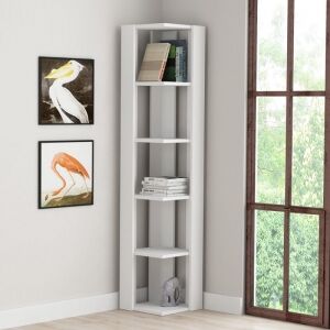 Relax e Design MOBILE ANGOLARE LIBRERIA 5 RIPIANI BIANCA 34x34xH.161 (Grigio cons 4 giorni)