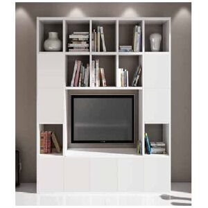Set soggiorno composto da libreria e porta tv bianco frassinato stile moderno in mdf laminato