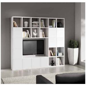 Set soggiorno composto da libreria e porta tv bianco frassinato stile moderno in mdf laminato