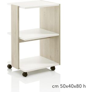 Carrello trolley con ruote Larice naturale e laminato bianco per centro estetico spa benessere