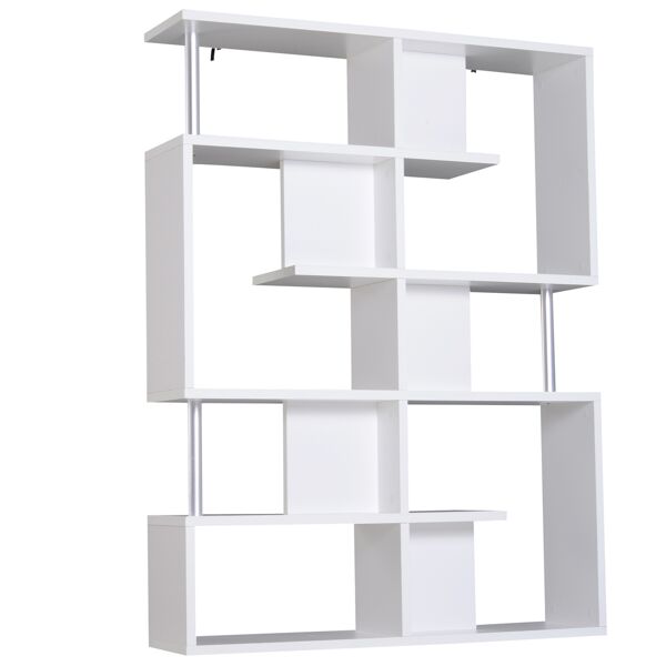 homcom scaffale libreria in legno a 5 livelli, scaffale a ripiani, bianco, 120x28.6x160cm