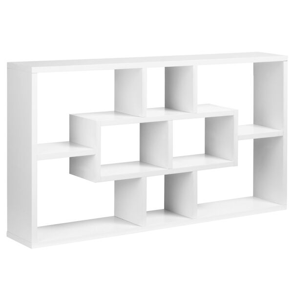 homcom mensola da muro moderna libreria a parete in legno bianco 85 x 47.5 x 14.5 cm