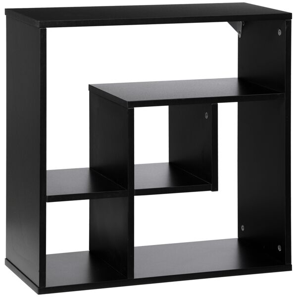 homcom libreria a muro con ripiani asimmetrici, scaffale a parete in legno truciolare per casa e ufficio, 60x25x60cm, nero