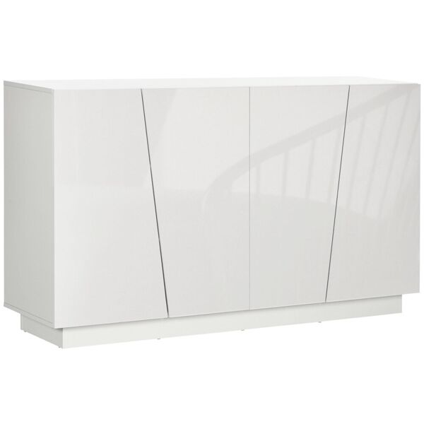 homcom mobiletto multiuso in truciolato bianco a 5 livelli con ripiano regolabile su 3 livelli, 150x40x88 cm