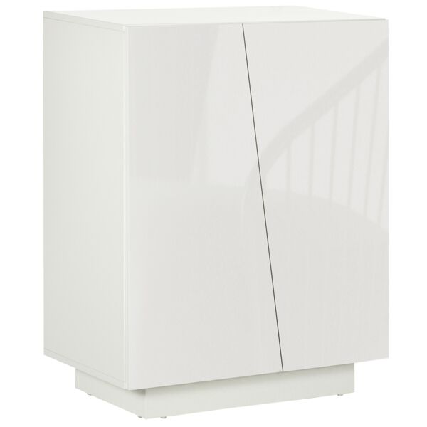 homcom mobiletto multiuso in truciolato bianco a 3 livelli con ripiano regolabile su 3 livelli, 70x40x88 cm